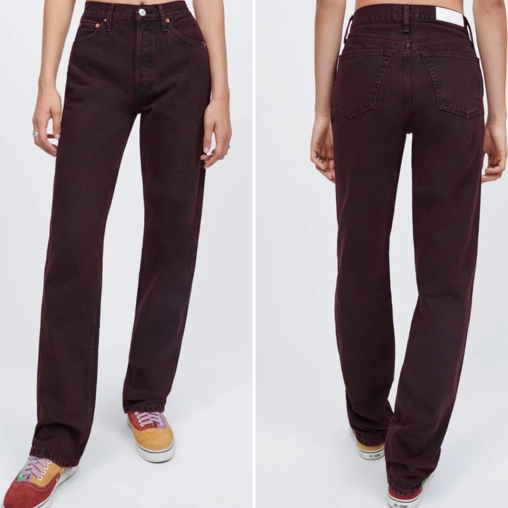 RE/DONE 90s High Rise Loose Denim In Wine Dipped Jeans Size 29